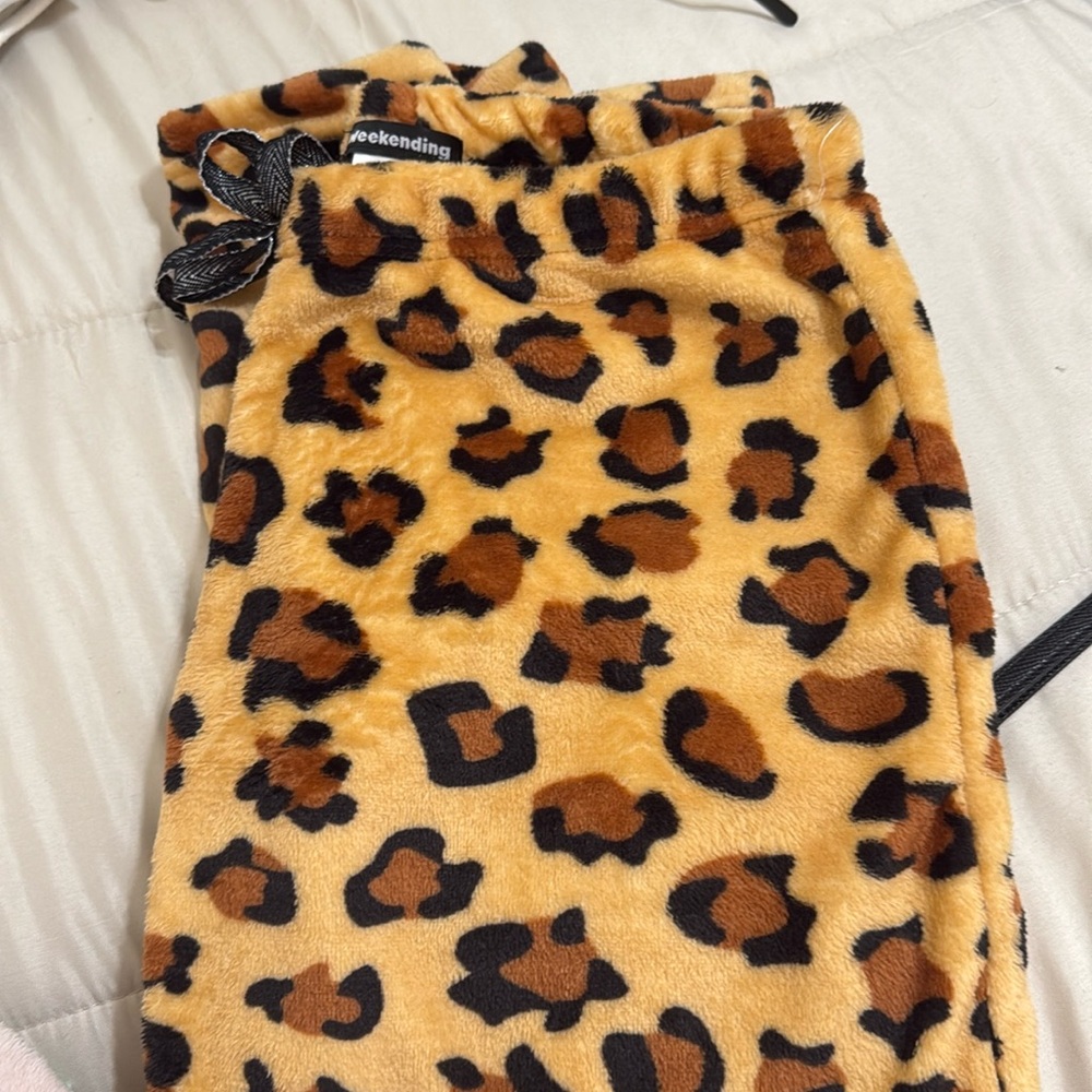 Cheetah print fuzzy PJ pants